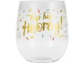 14oz "Hip Hip Hooray!" Plastic Stemless Wine Glass