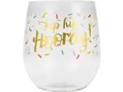 14oz "Hip Hip Hooray!" Plastic Stemless Wine Glass