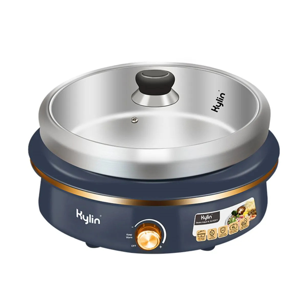 1500W Electric Hotpot, Stainless Steel, 4L, Removable Pot, Kylin