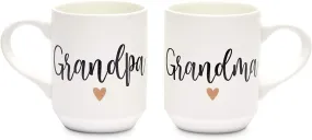 2 Piece Grandma and Grandpa Mugs Set for Coffee, Tea, Grandparent Announcement Gifts (15 oz)