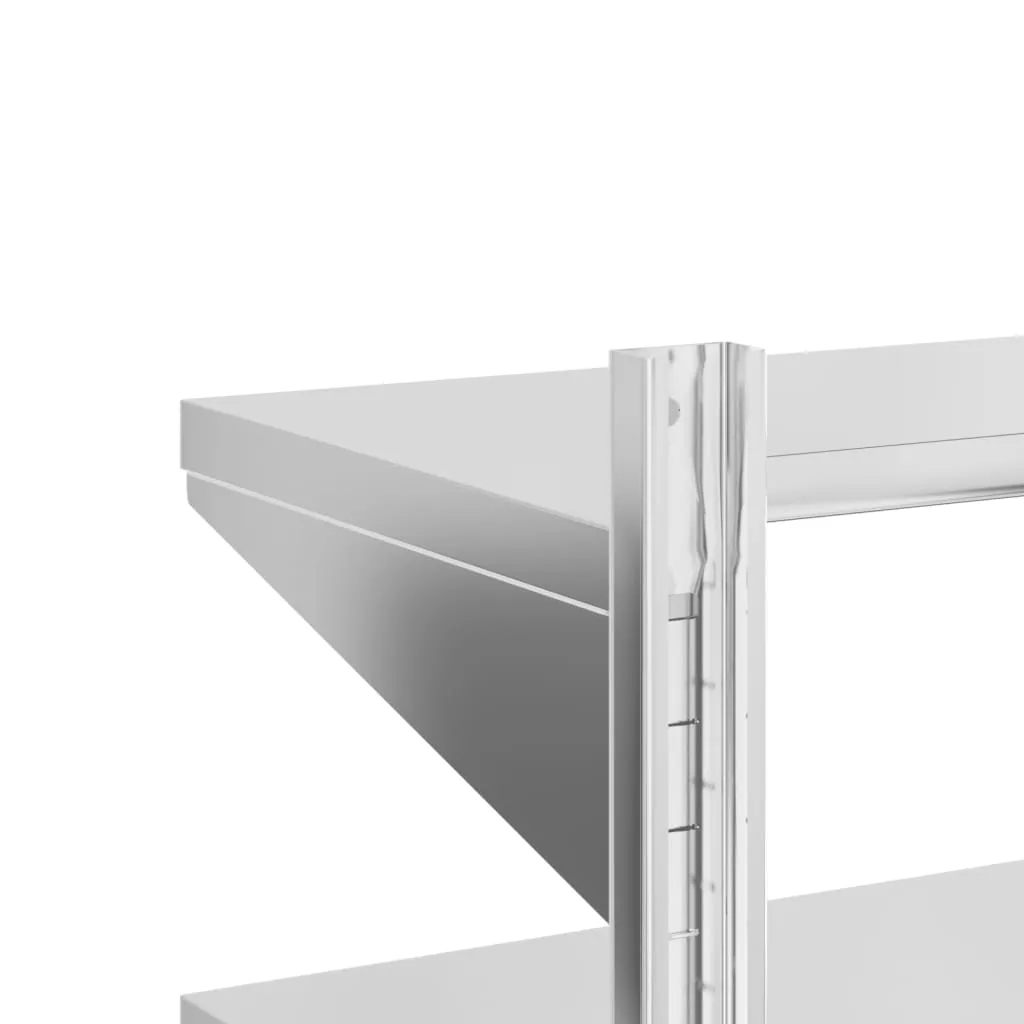 2-Tier Wall Shelf 100x40x60 cm Silver Stainless Steel