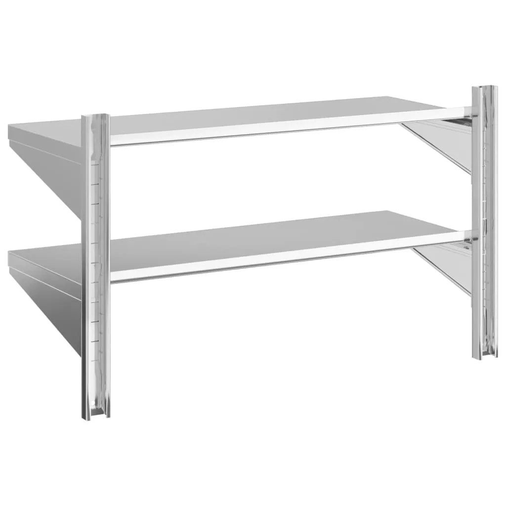 2-Tier Wall Shelf 100x40x60 cm Silver Stainless Steel