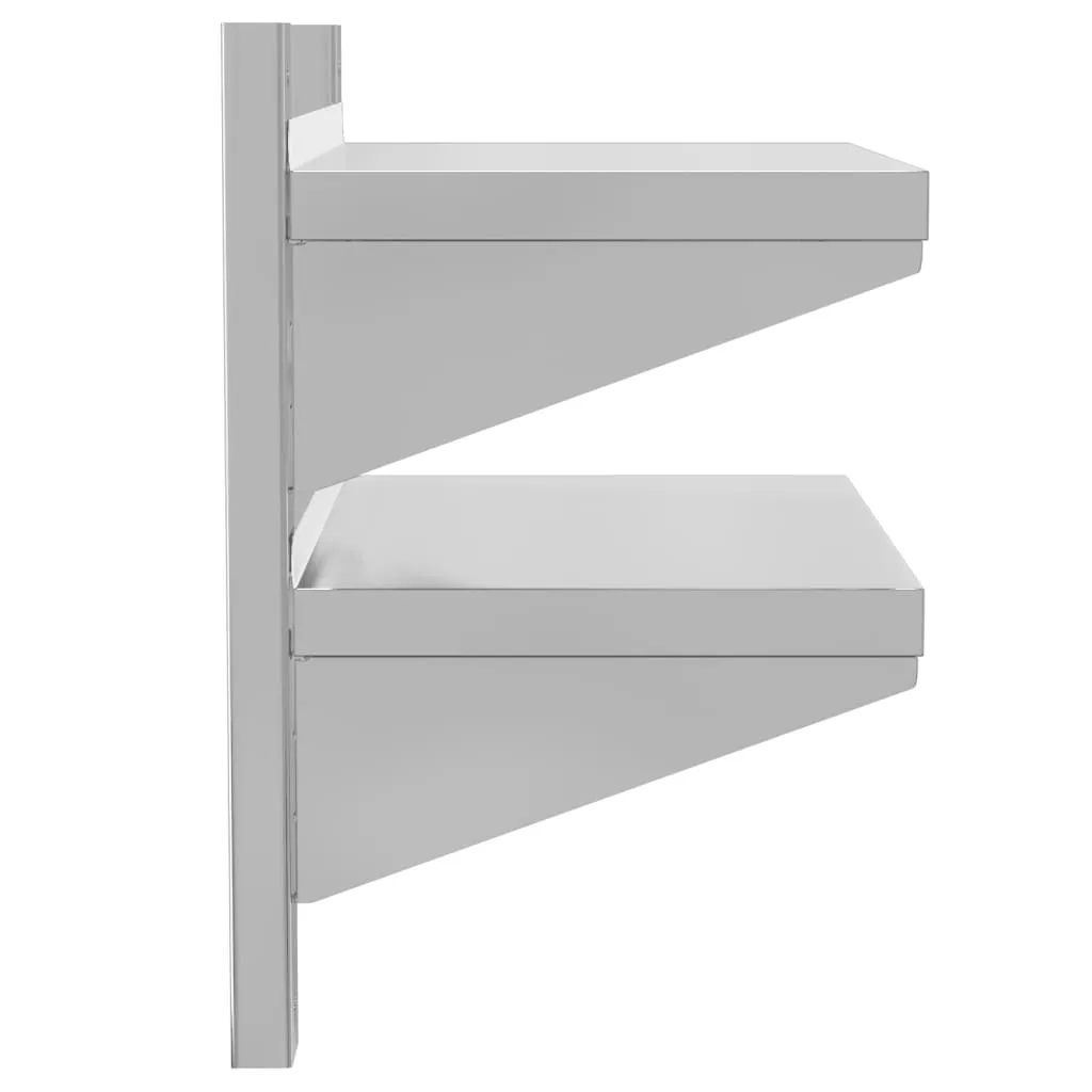 2-Tier Wall Shelf 50x30x60 cm Silver Stainless Steel