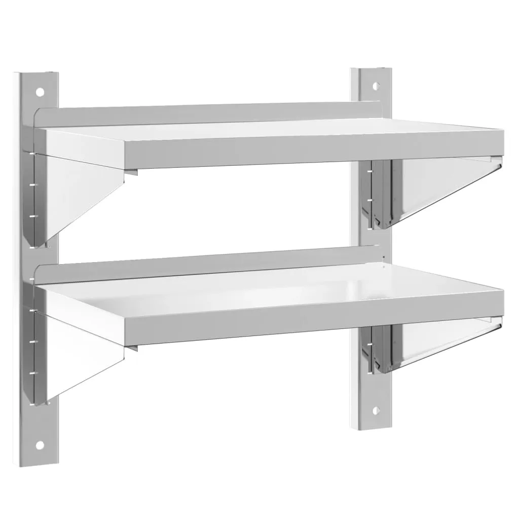 2-Tier Wall Shelf 50x30x60 cm Silver Stainless Steel