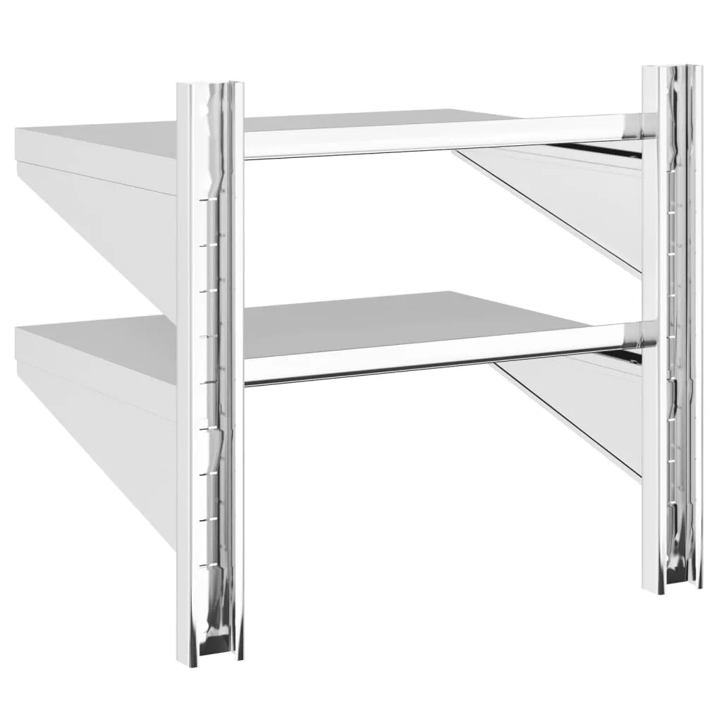 2-Tier Wall Shelf 50x40x60 cm Silver Stainless Steel