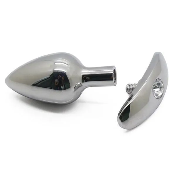 2.7" and 3.9" Stylish Jeweled Silver Plug