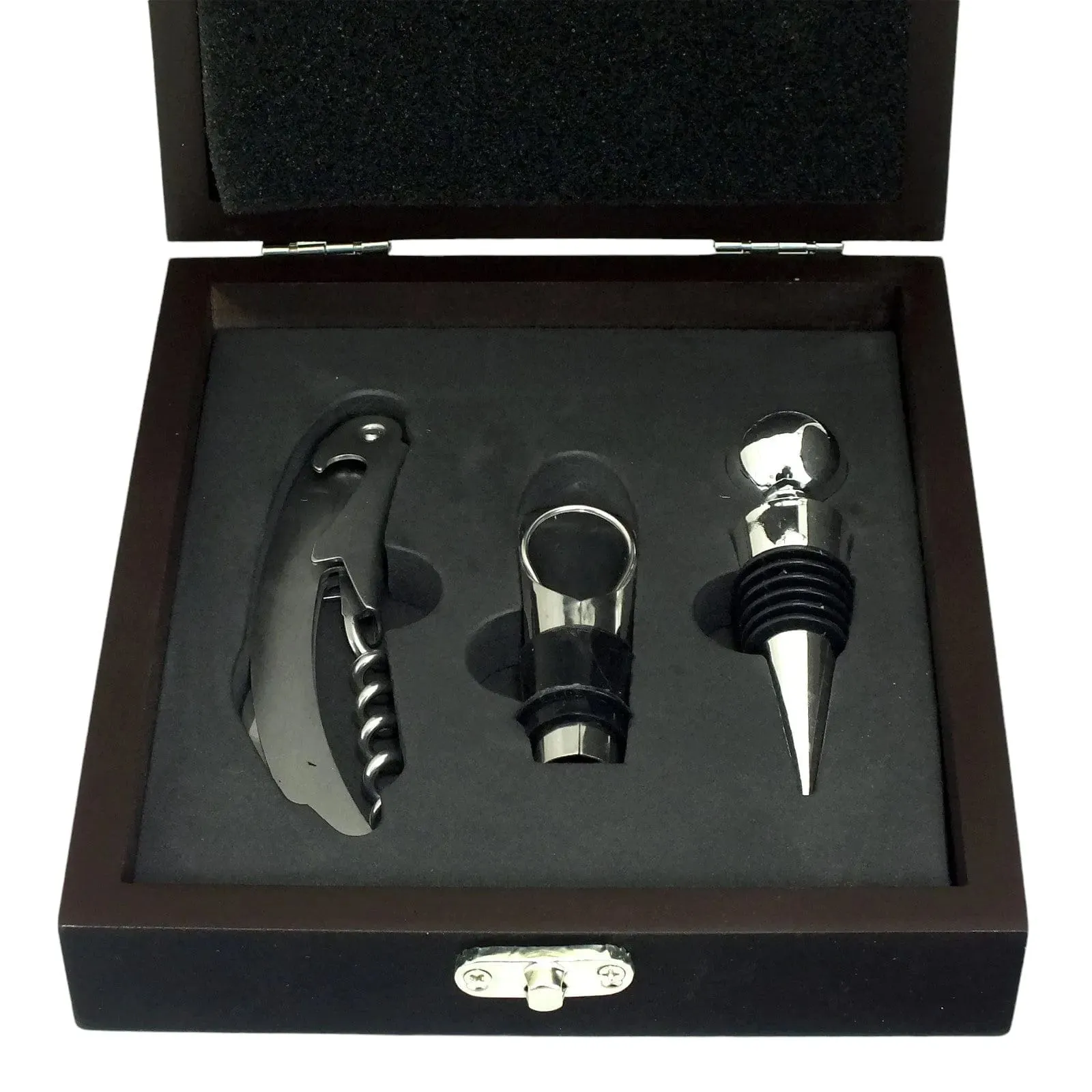 3 Piece Wine Connoisseurs Gift Set Corkscrew Bottle Stopper and Pourer