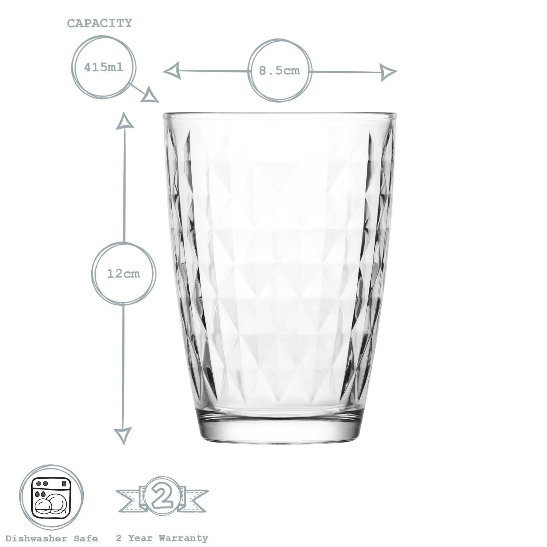 415ml Artemis Highball Glasses - Pack of Six - By LAV