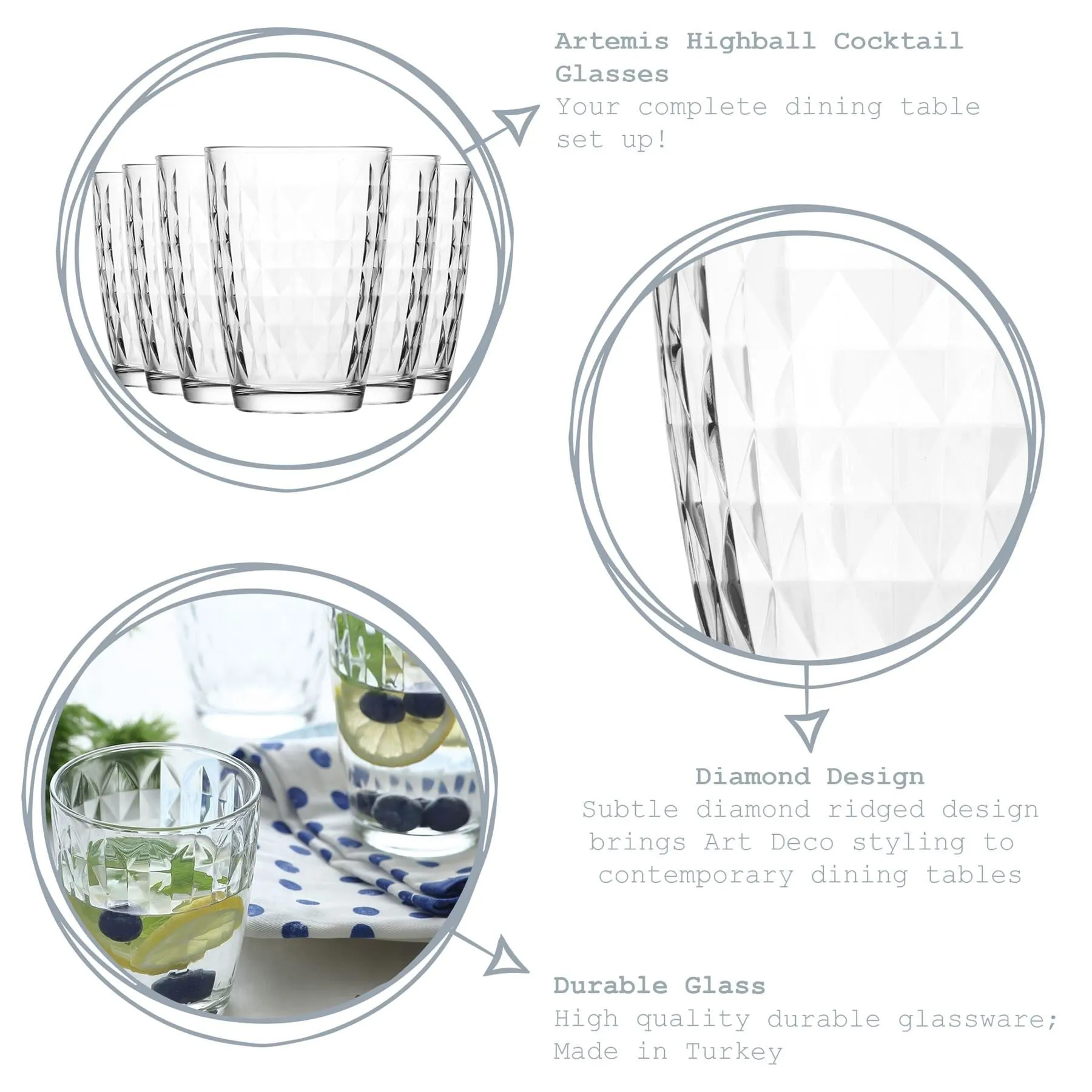 415ml Artemis Highball Glasses - Pack of Six - By LAV