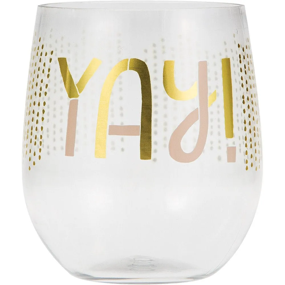 4oz "YAY!" Plastic Wine Glass