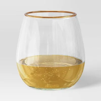 4pc Stemless Wine Glass Set Gold - Threshold