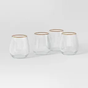 4pc Stemless Wine Glass Set Gold - Threshold