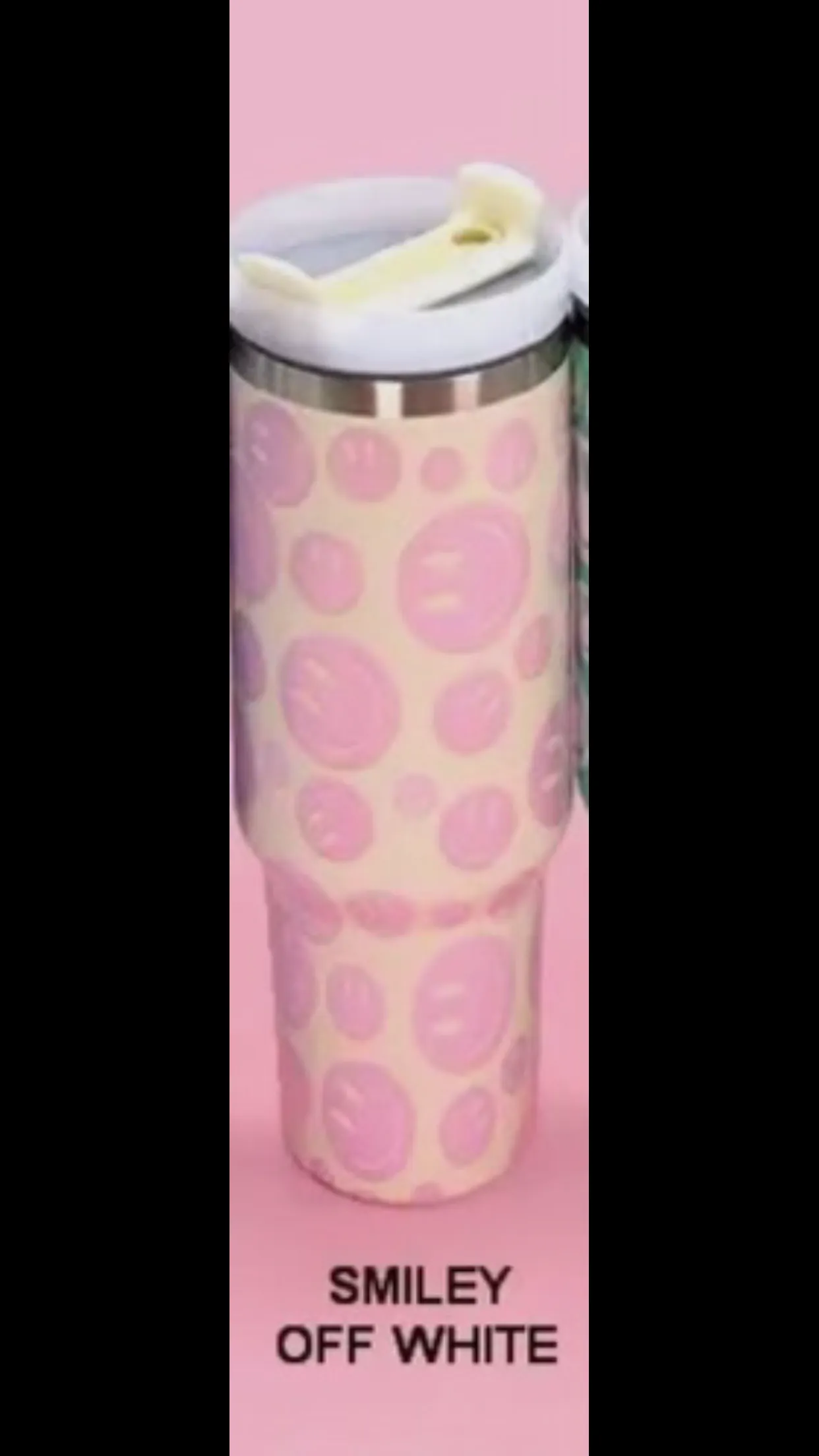 Accessories/Gifts - 40oz Stainless Steel Tumbler UV Print, Bow Light Pink or Smiley Off White