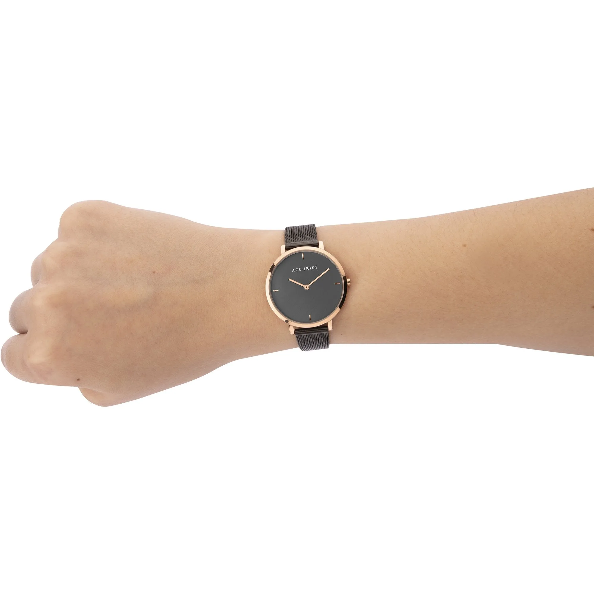 Accurist 8349 Ladies Black Rose Gold Watch