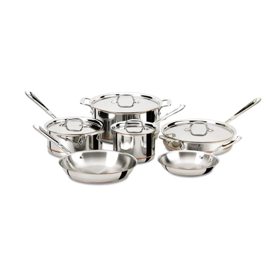 All-Clad 10 Piece 5 Ply Stainless Steel Cookware Set, Copper Core