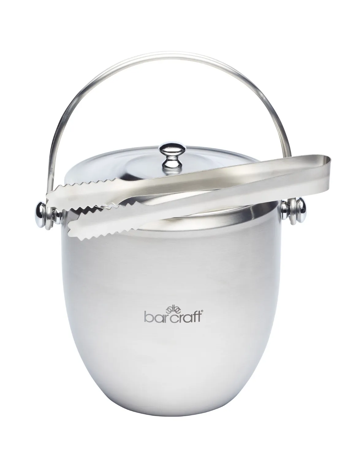 BarCraft Stainless Steel Ice Bucket with Lid and Tongs