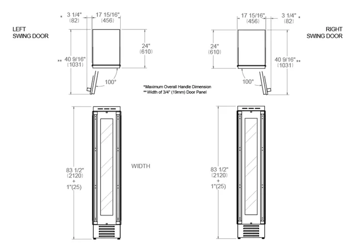 Bertazzoni 18 inch Right Swing Door Panel Ready Built-in Wine Cellar REF18WCPRR/23