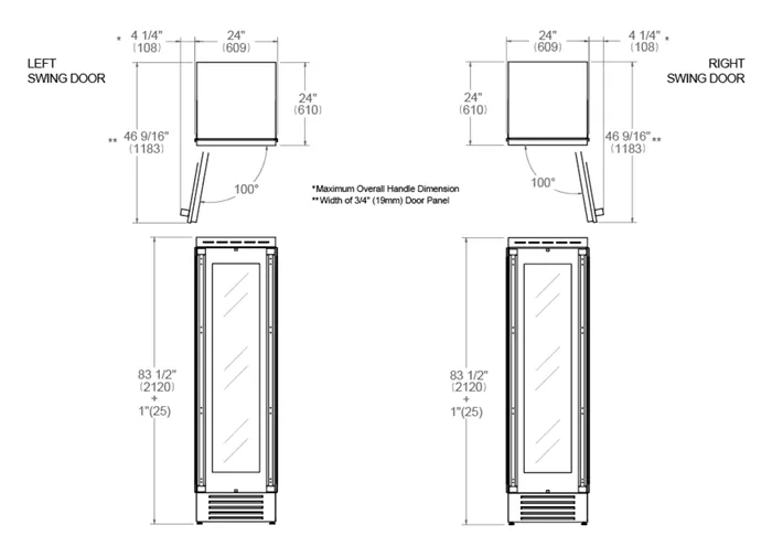 Bertazzoni 24 inch Left Door Built-in Wine Cellar REF24WCPRL/23