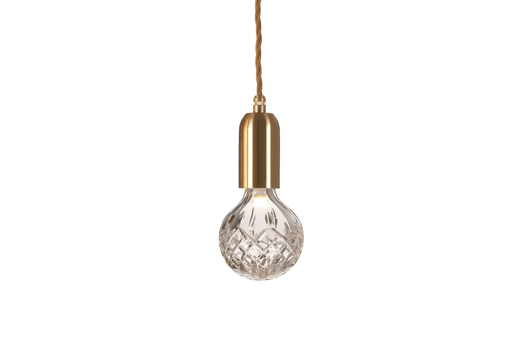 Clear Crystal Bulb Pendant - Brushed Brass