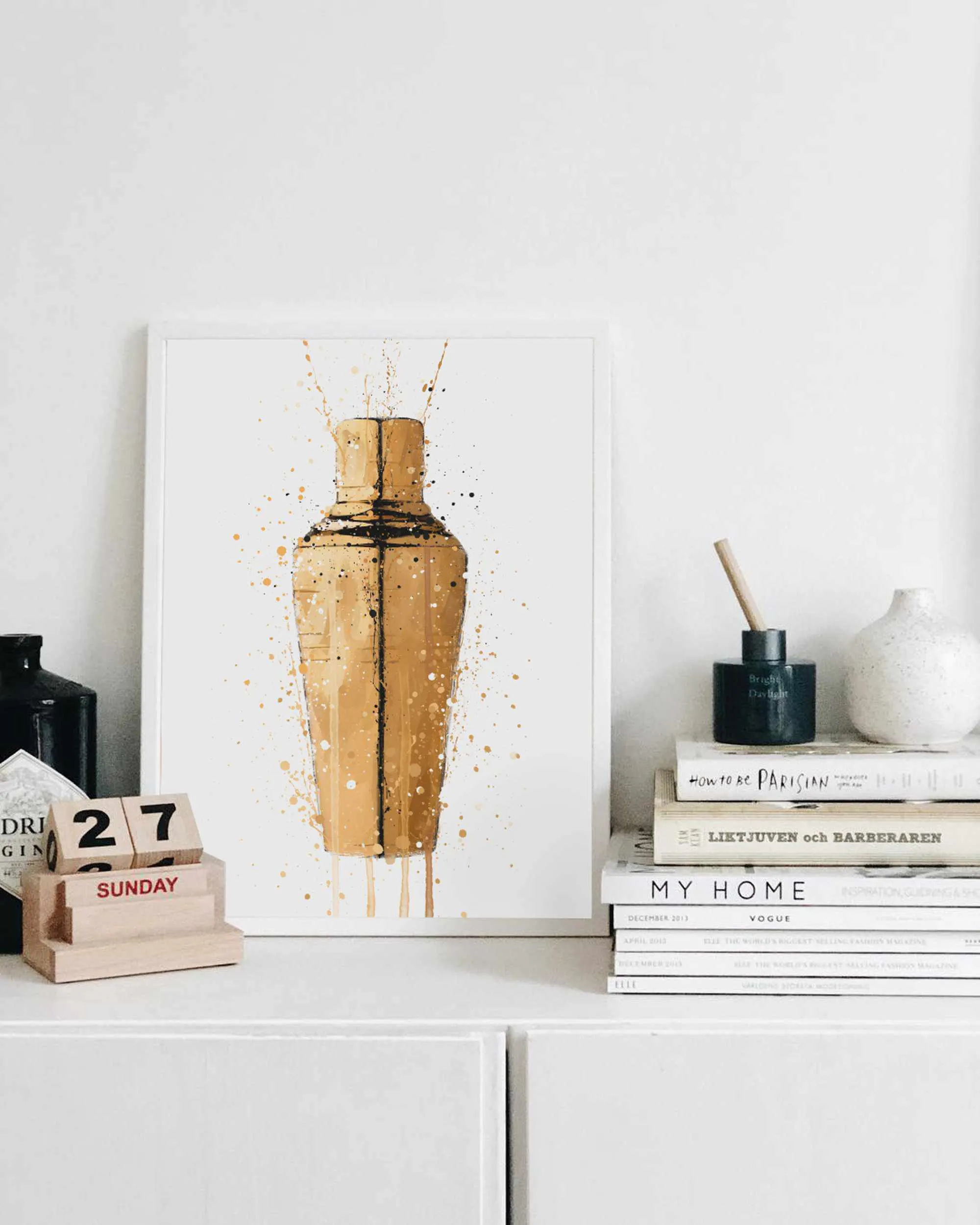 Cocktail Shaker Wall Art Print (Gold)