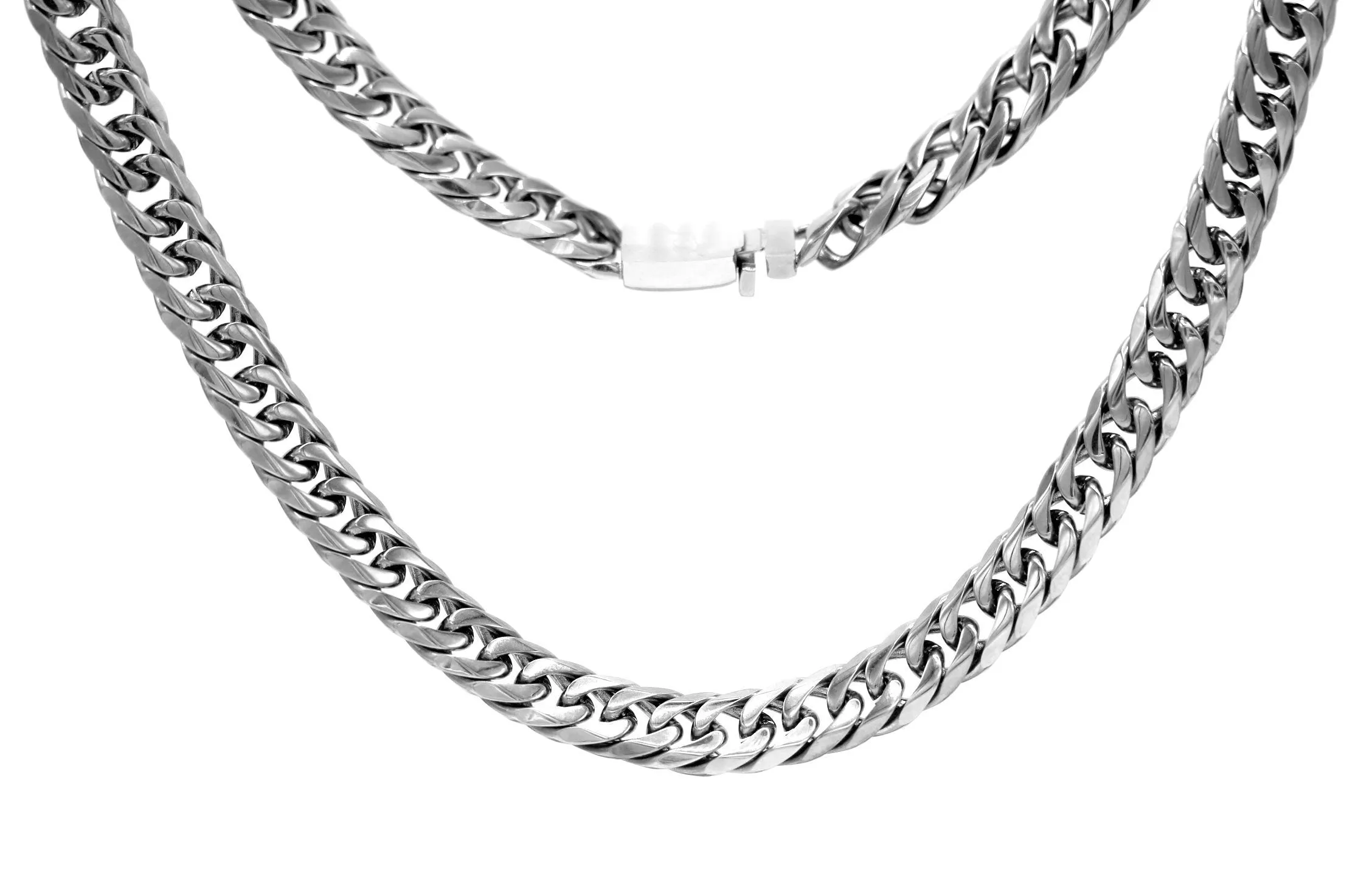 Cuban Link Chain Necklace Miami Cuban Stainless Steel Double Link