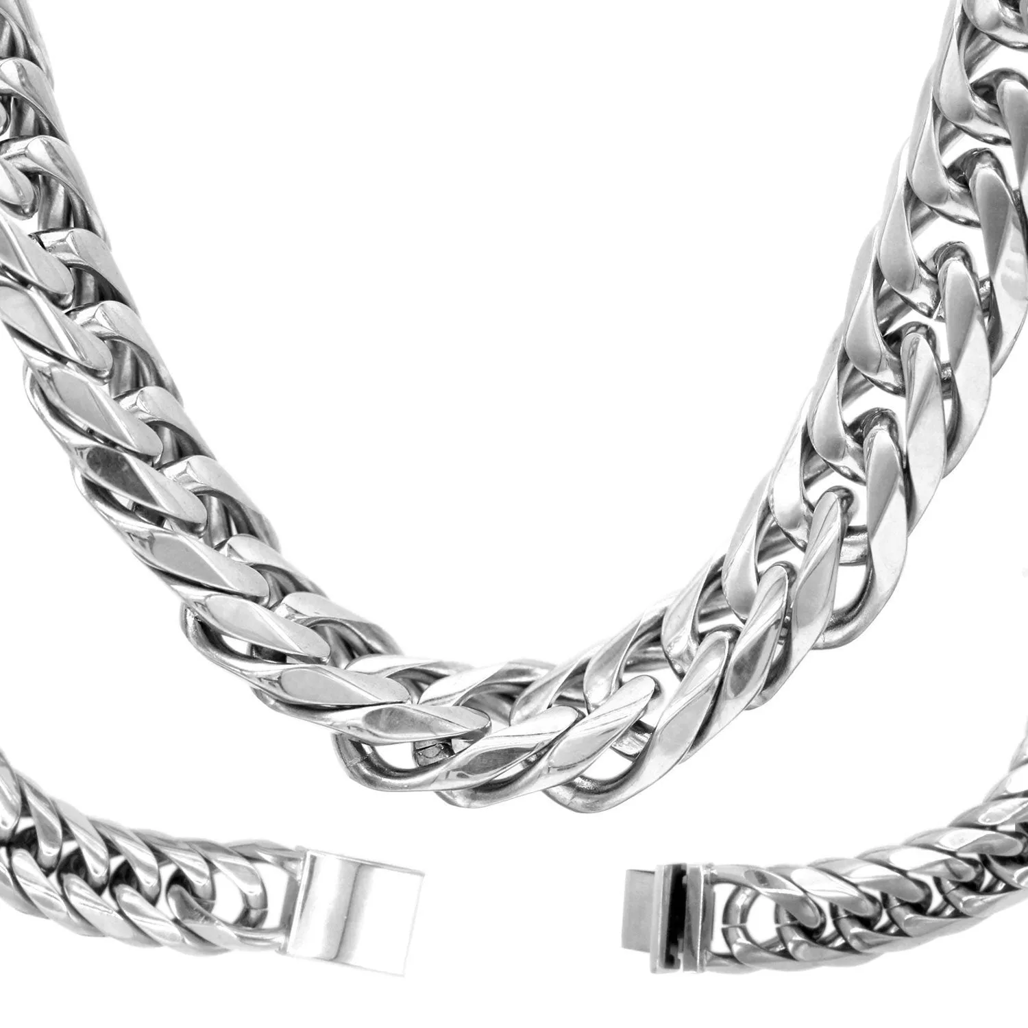 Cuban Link Chain Necklace Miami Cuban Stainless Steel Double Link