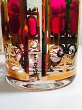 Culver Signed LTD Vintage Cranberry Scroll Rocks Glasses (Set of 4)