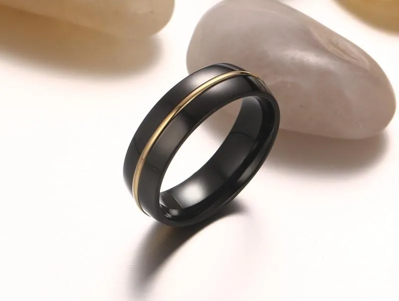 Dome Polished Gold Ark Stainless Steel Ring