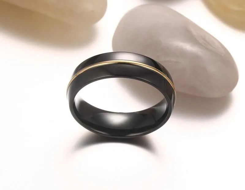 Dome Polished Gold Ark Stainless Steel Ring