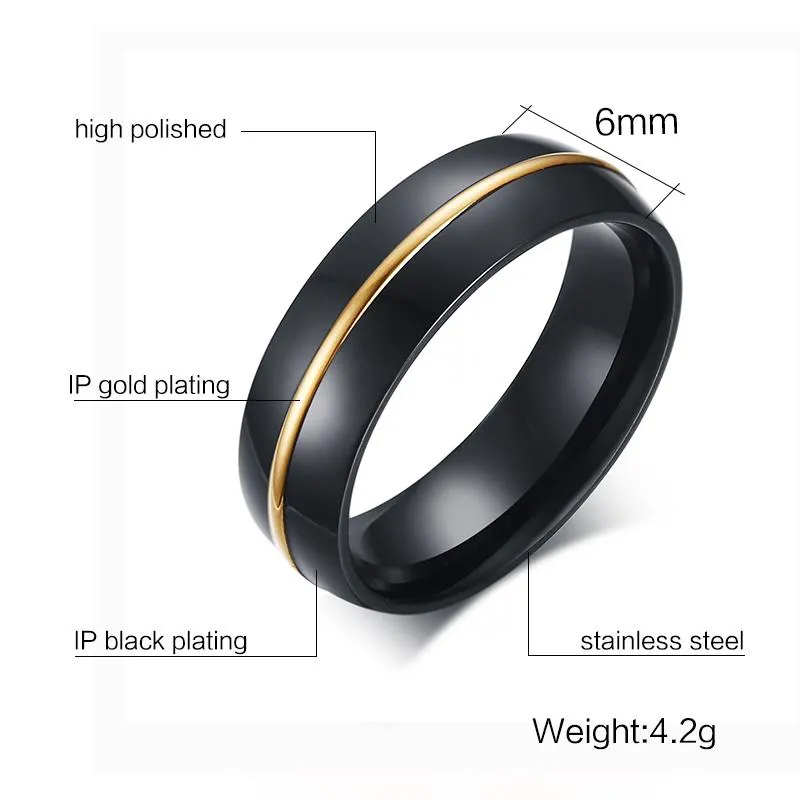 Dome Polished Gold Ark Stainless Steel Ring