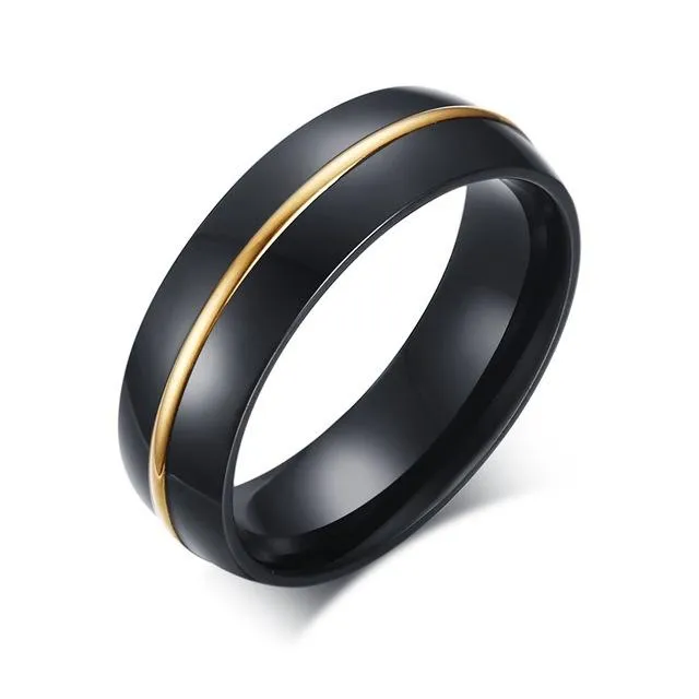 Dome Polished Gold Ark Stainless Steel Ring