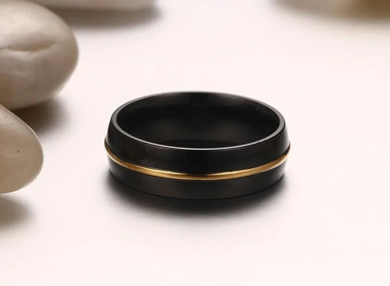 Dome Polished Gold Ark Stainless Steel Ring