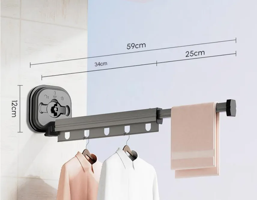 Easy Hang Wall-Mounted No-Punch Retractable Laundry Rack