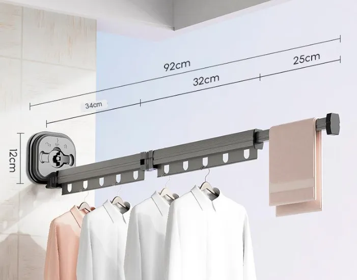 Easy Hang Wall-Mounted No-Punch Retractable Laundry Rack