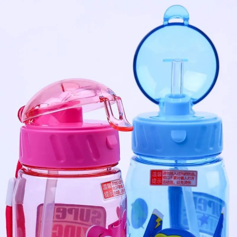 Eco-friendly Children's Water Cup Plastic Straw Cup Anti-Fall Kettle. Convenient Tritan Material Cartoon Bottle Lovely BPA Free