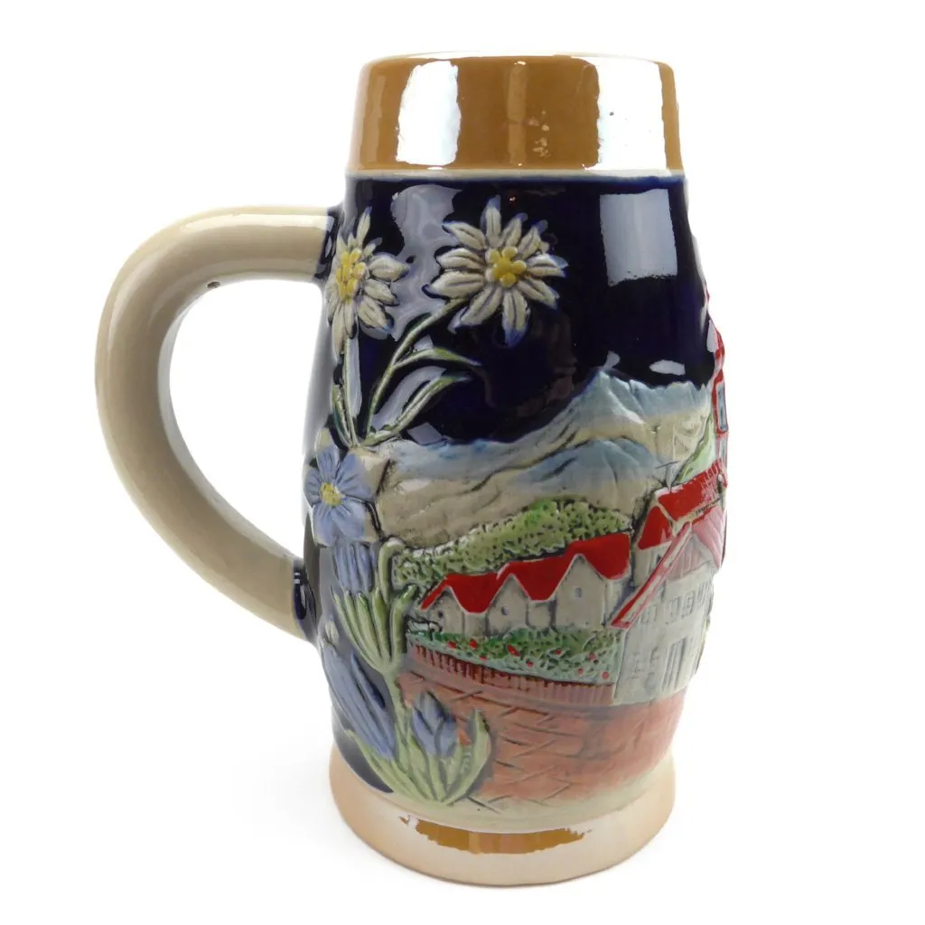 Engraved Beer Mug Alpine Village Ceramic Beer Stein .75L