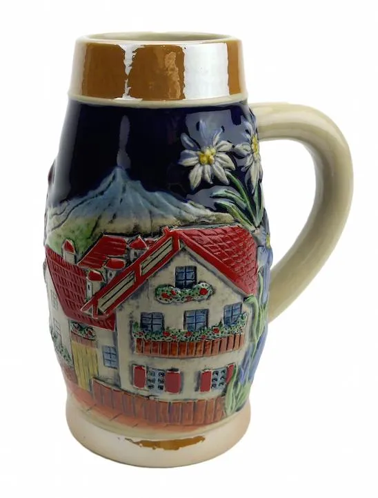 Engraved Beer Mug Alpine Village Ceramic Beer Stein .75L