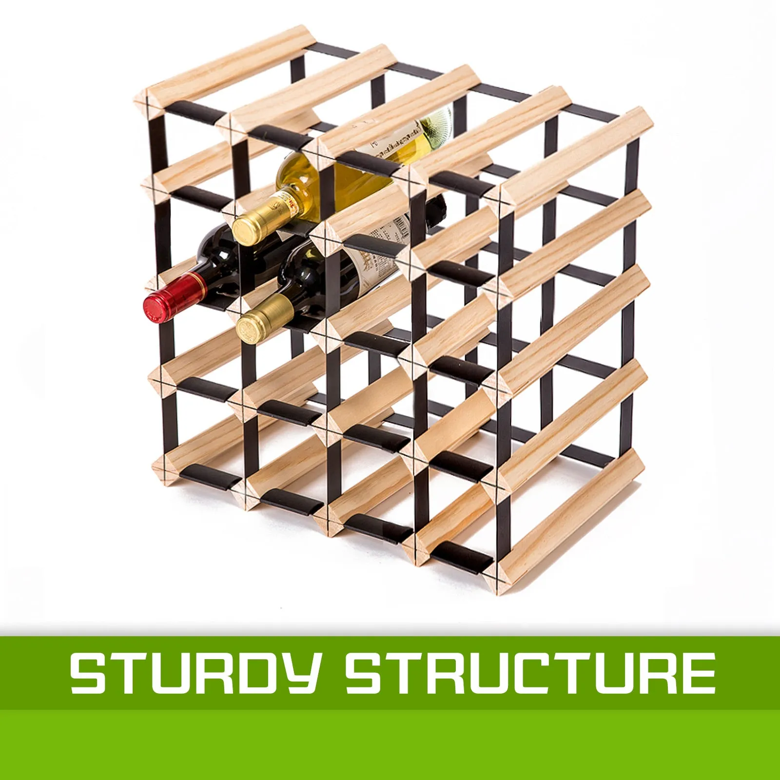 Expandable Timber Wine Rack, 20-Bottle Storage, Home Ready