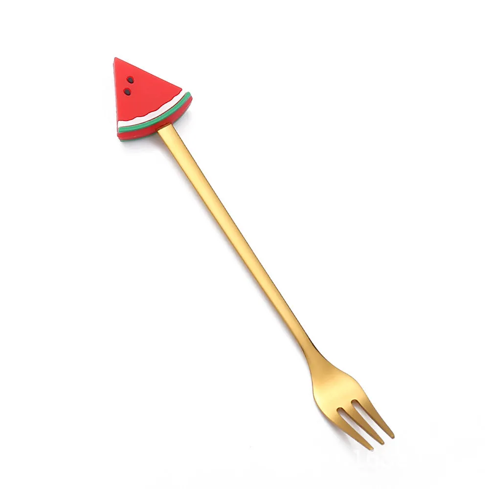 Fruit Fork Cute Children's Tableware Watermelon Spoon Doll Cake Dessert Fork Stainless Steel Coffee Spoon