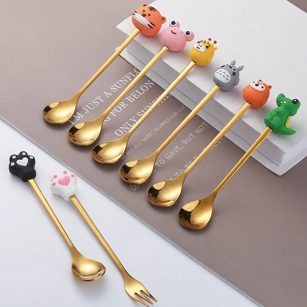 Fruit Fork Cute Children's Tableware Watermelon Spoon Doll Cake Dessert Fork Stainless Steel Coffee Spoon