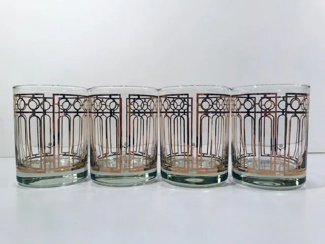 Georges Briard Signed Art Deco Double Old Fashion Glasses (Set of 4)