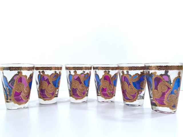 Georges Briard Signed Mid-Century Apple and Pear Pageant Whiskey Glasses (Set of 6)