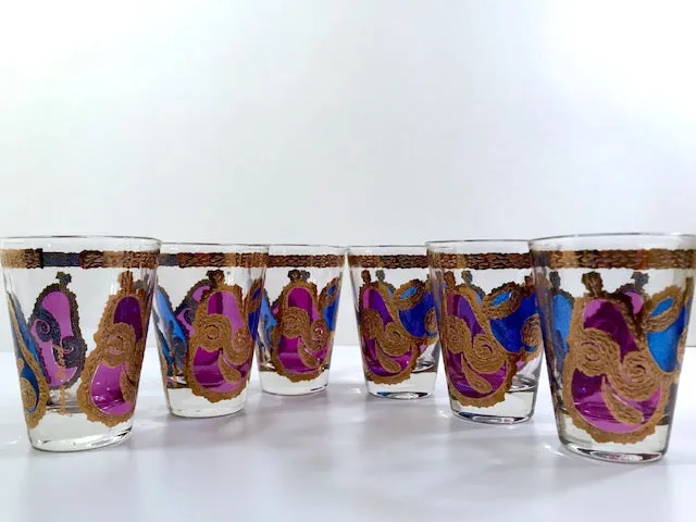 Georges Briard Signed Mid-Century Apple and Pear Pageant Whiskey Glasses (Set of 6)