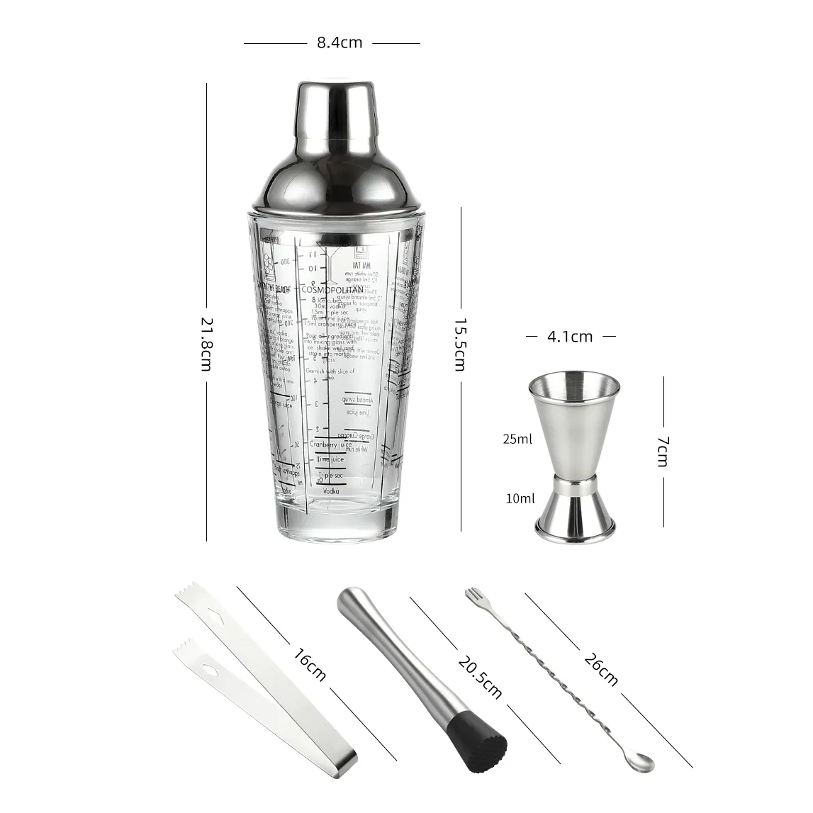 Glass Cocktail Shaker Set