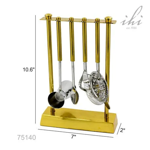 Gold Bartool Set of 4 with Stand