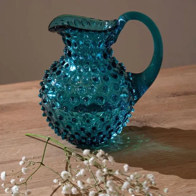 Hobnail Jug - 1L Round - Aquamarine