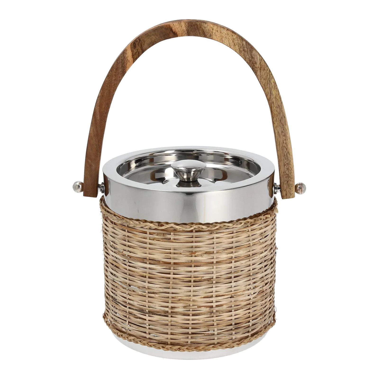 Ice Holder & Wine Bucket Set with Rattan Finishing.