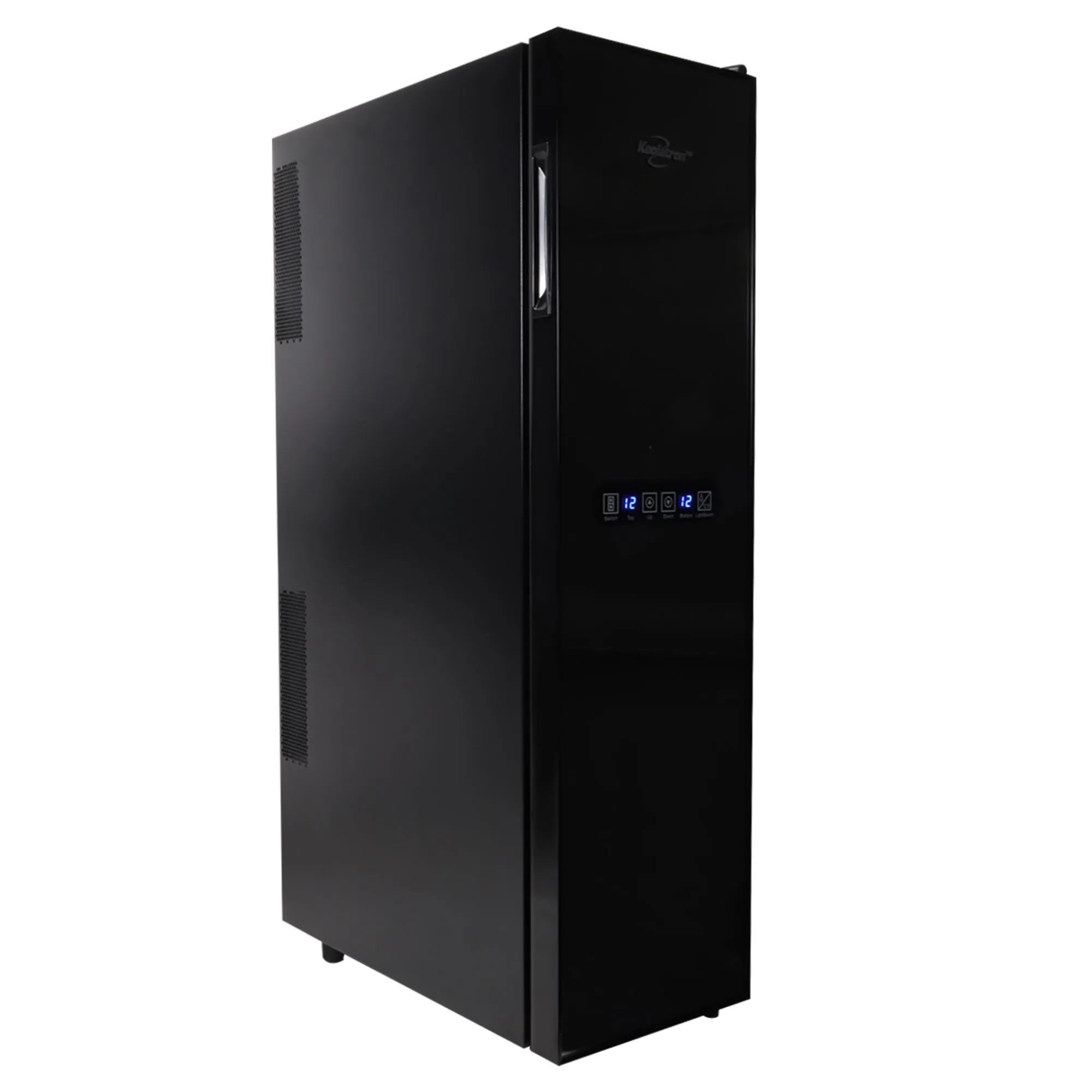 Koolatron 18 Bottle Slim Dual Zone Wine Cooler, Black Thermoelectric Wine Fridge, 1.9 cu. Ft (53L) Freestanding Wine Cellar, Red, White, Sparkling Wine Storage for Home Bar, Kitchen, Apartment, Condo