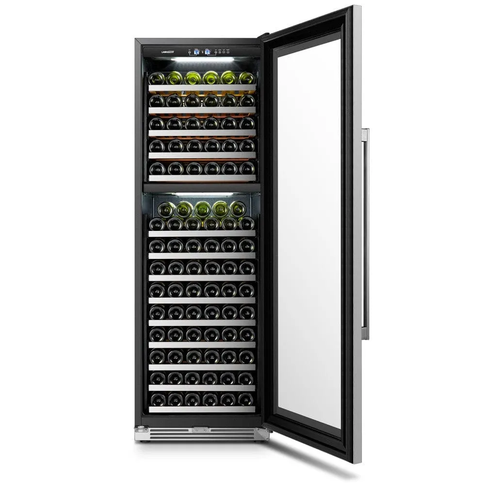 Lanbo 153 Bottles Dual Zone Stainless Steel Wine Coolers LP168D