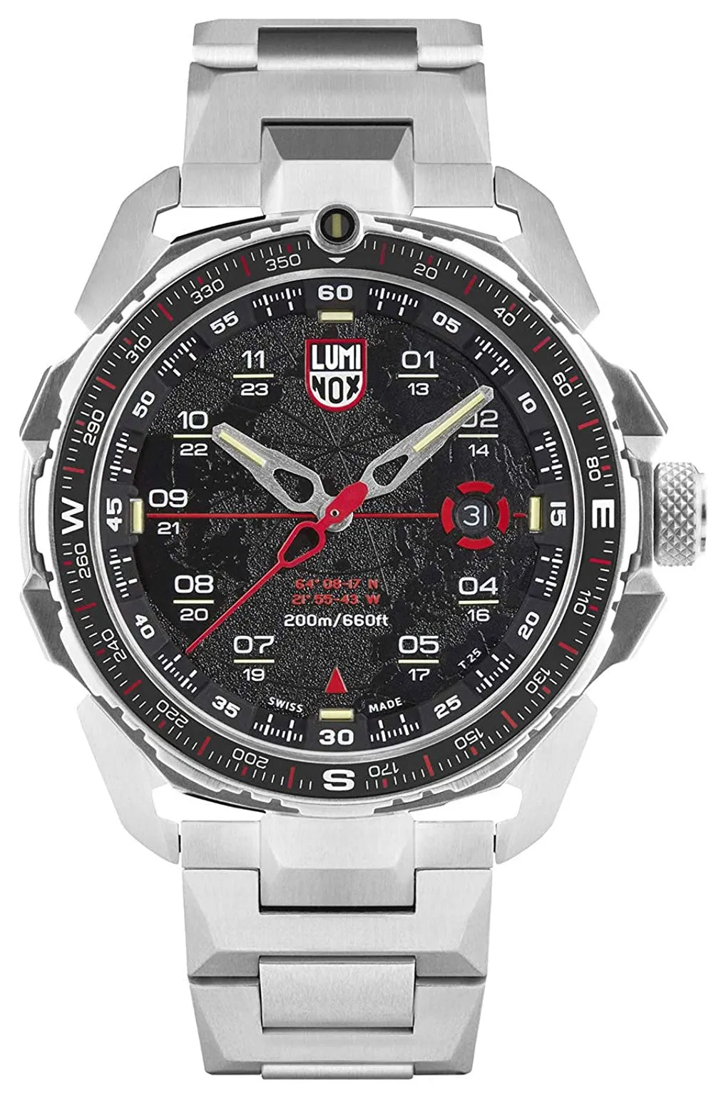 Luminox ICE-SAR Arctic Stainless Steel Black Dial Date Divers Quartz Mens Watch XL.1202